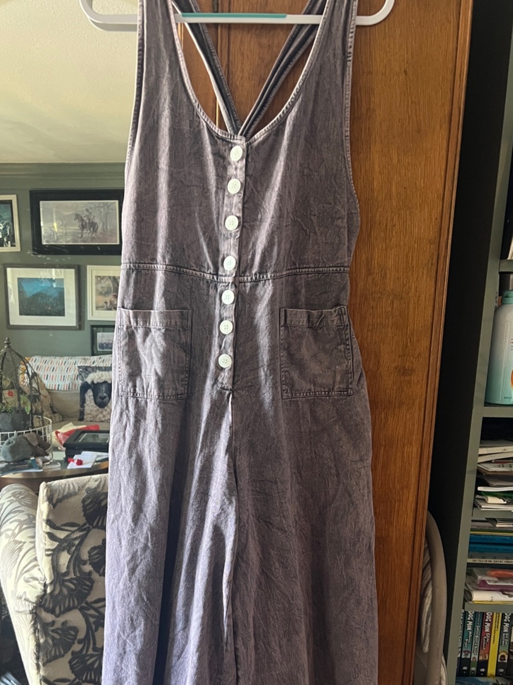 Button-Front Jumpsuit in Dusty Purple